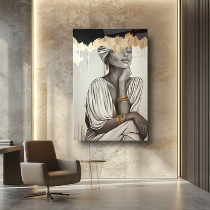 Gold Detay Kadın Model Cam Tablo