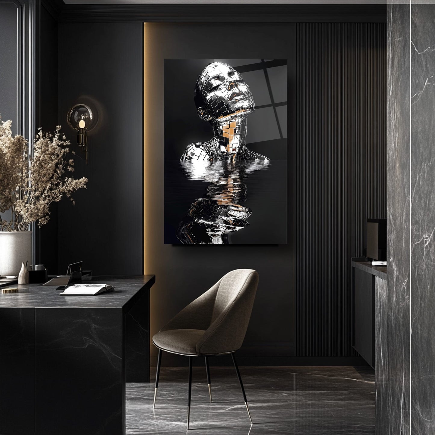 Gümüş Kadın Model Cam Tablo