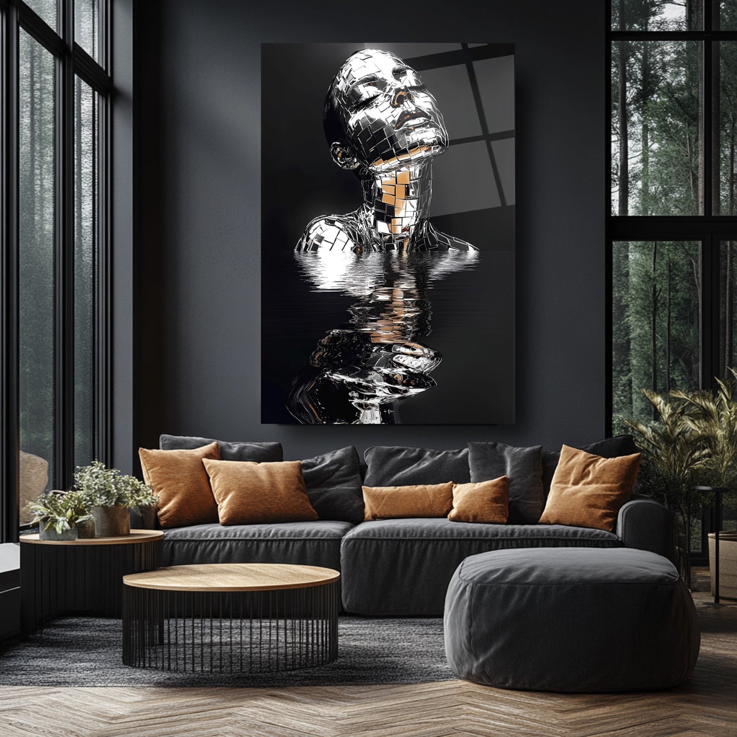 Gümüş Kadın Model Cam Tablo