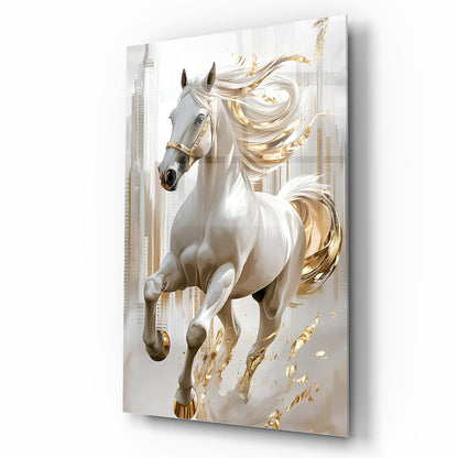 Gold Detaylı At Cam Tablo