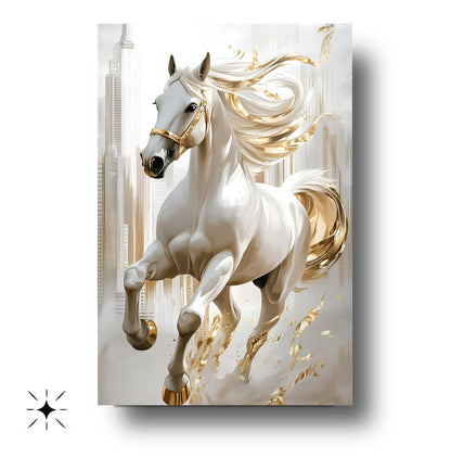 Gold Detaylı At Cam Tablo