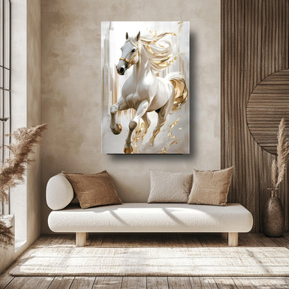 Gold Detaylı At Cam Tablo