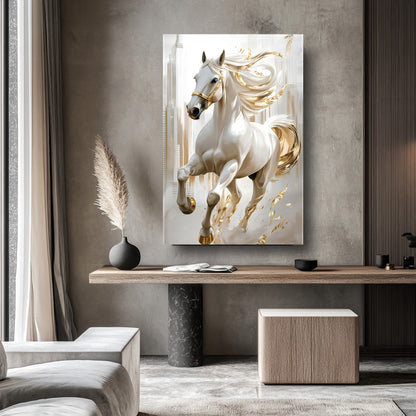 Gold Detaylı At Cam Tablo