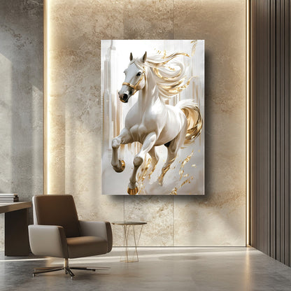 Gold Detaylı At Cam Tablo