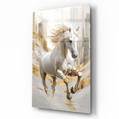 Gold Detaylı At Cam Tablo