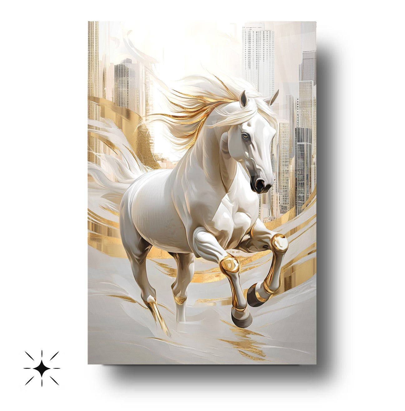 Gold Detaylı At Cam Tablo