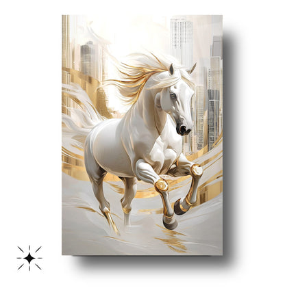 Gold Detaylı At Cam Tablo