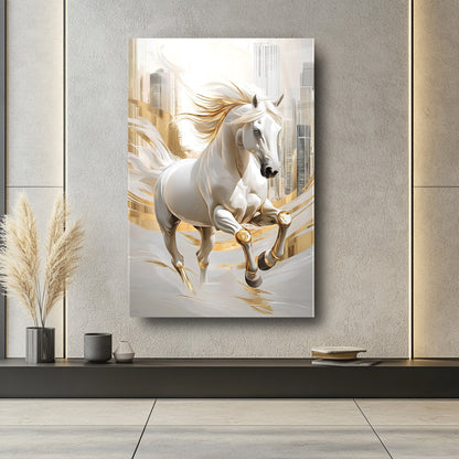 Gold Detaylı At Cam Tablo