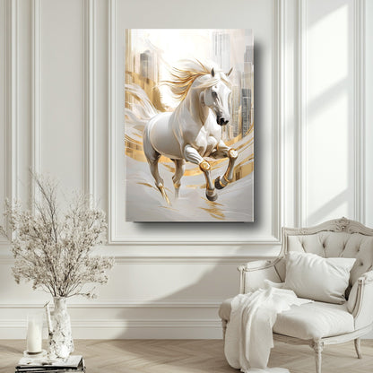 Gold Detaylı At Cam Tablo