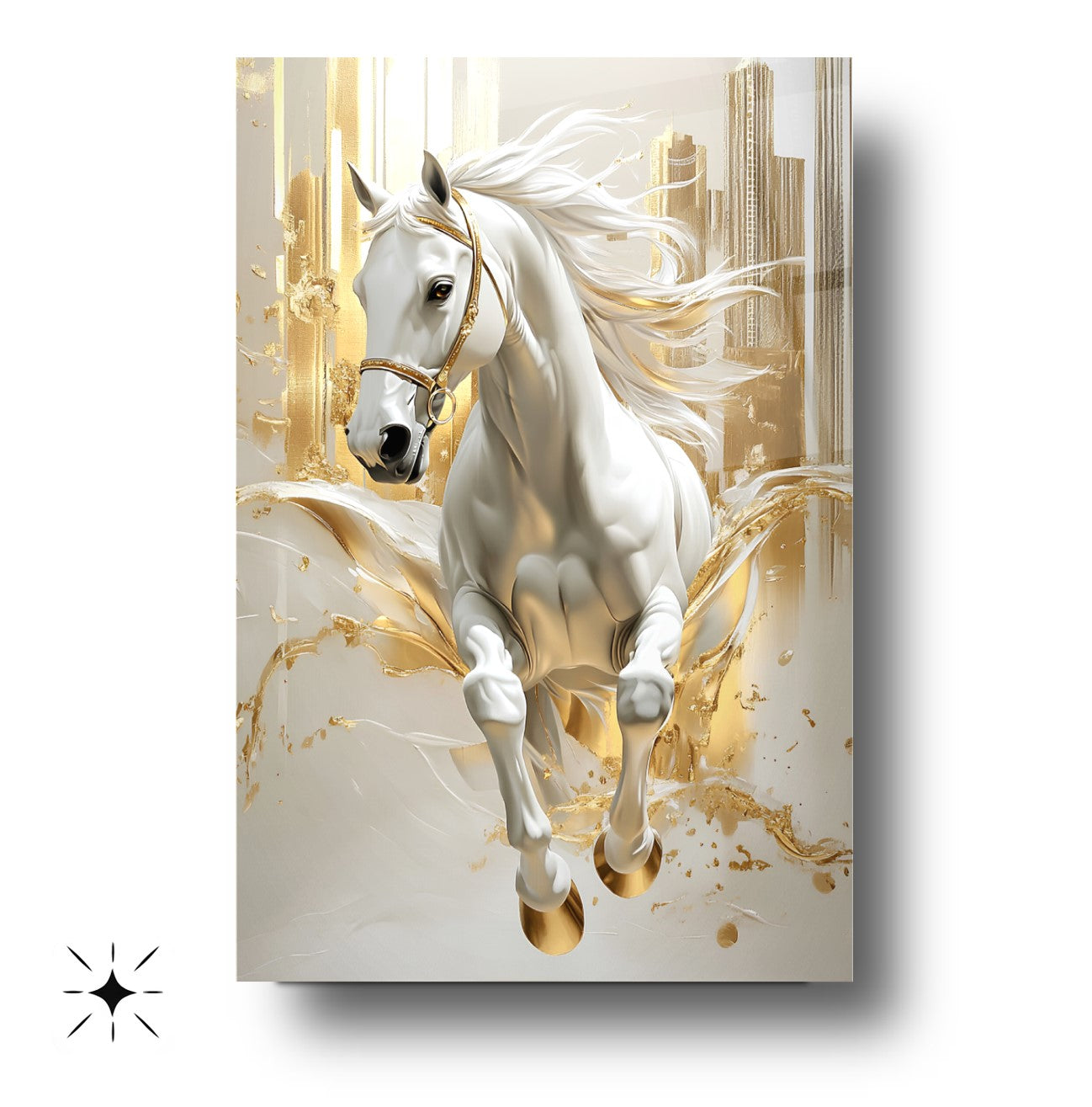 Gold Beyaz At Cam Tablo