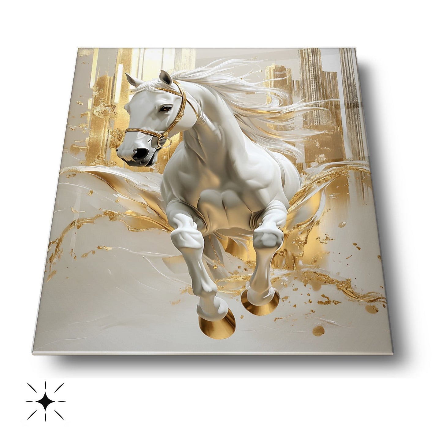 Gold Beyaz At Cam Tablo