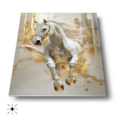 Gold Beyaz At Cam Tablo