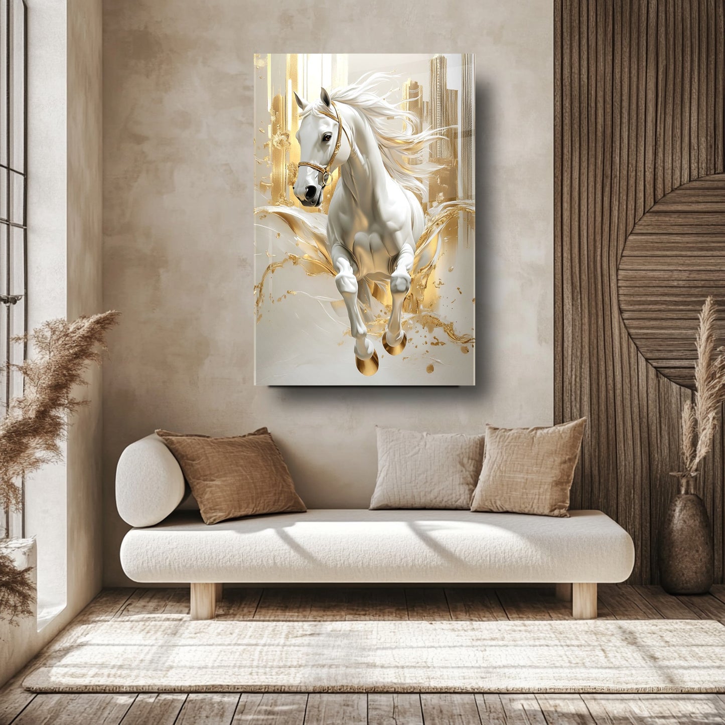 Gold Beyaz At Cam Tablo