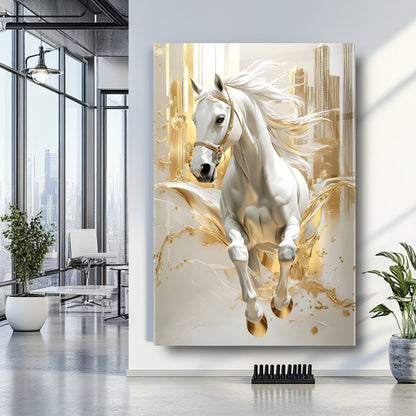 Gold Beyaz At Cam Tablo