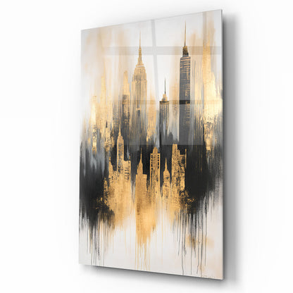 Soyut Şehir Silüeti Cam Tablo