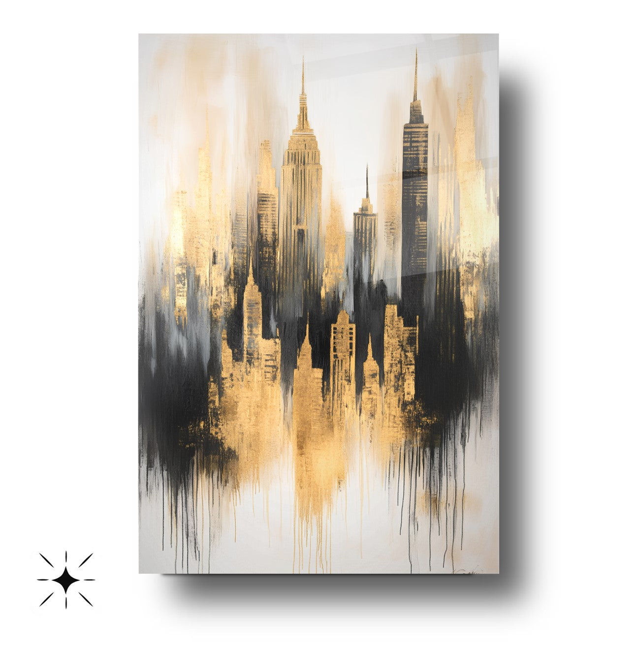 Soyut Şehir Silüeti Cam Tablo