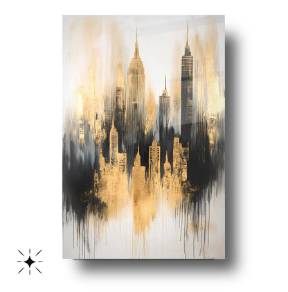 Soyut Şehir Silüeti Cam Tablo