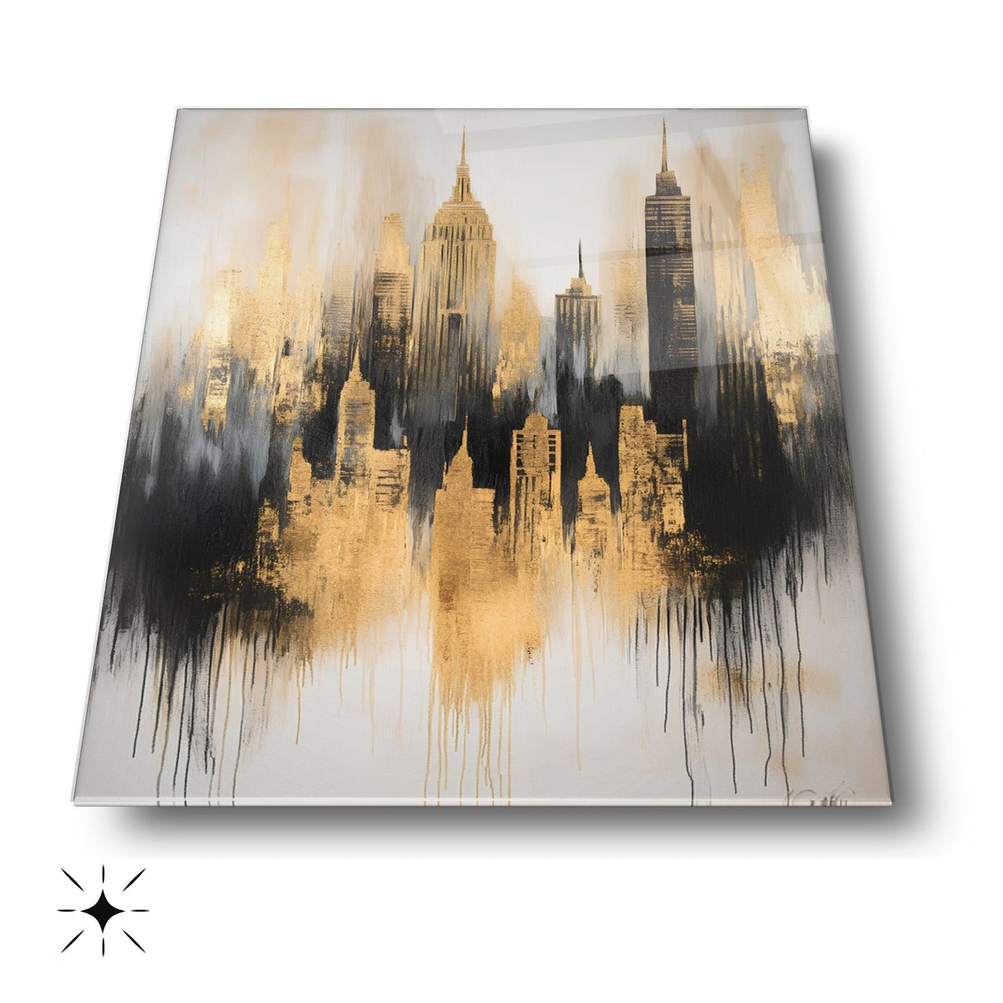 Soyut Şehir Silüeti Cam Tablo