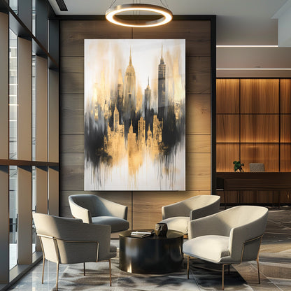 Soyut Şehir Silüeti Cam Tablo