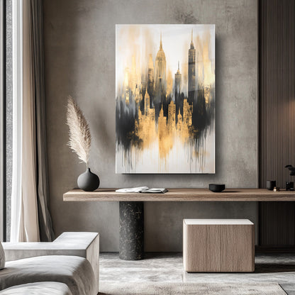 Soyut Şehir Silüeti Cam Tablo