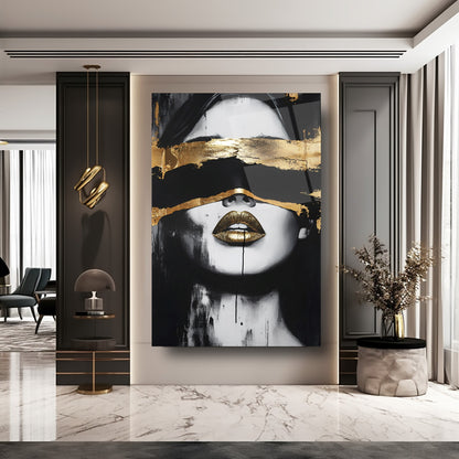 Gold Detay Kadın Model Cam Tablo