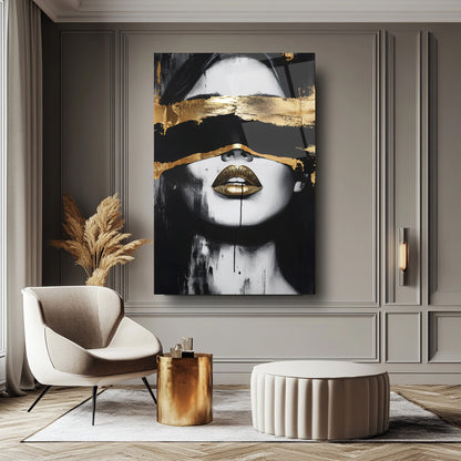 Gold Detay Kadın Model Cam Tablo