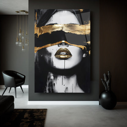 Gold Detay Kadın Model Cam Tablo