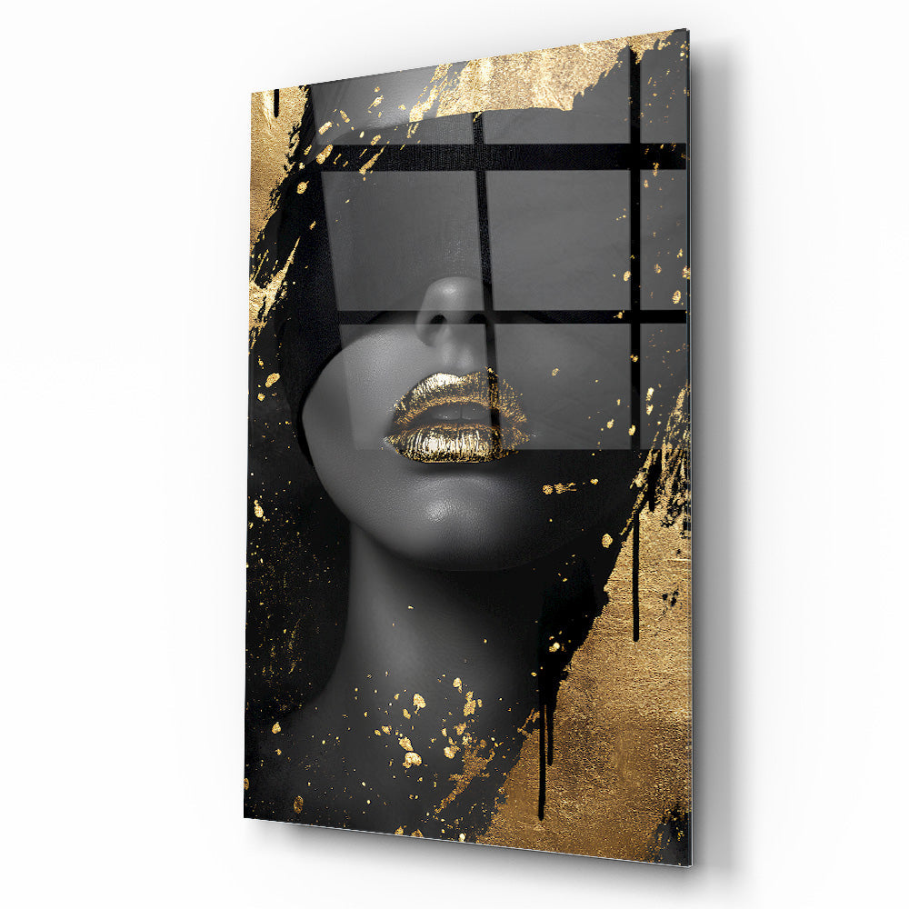 Gold Detay Kadın Model Cam Tablo