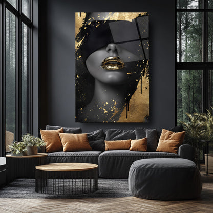 Gold Detay Kadın Model Cam Tablo