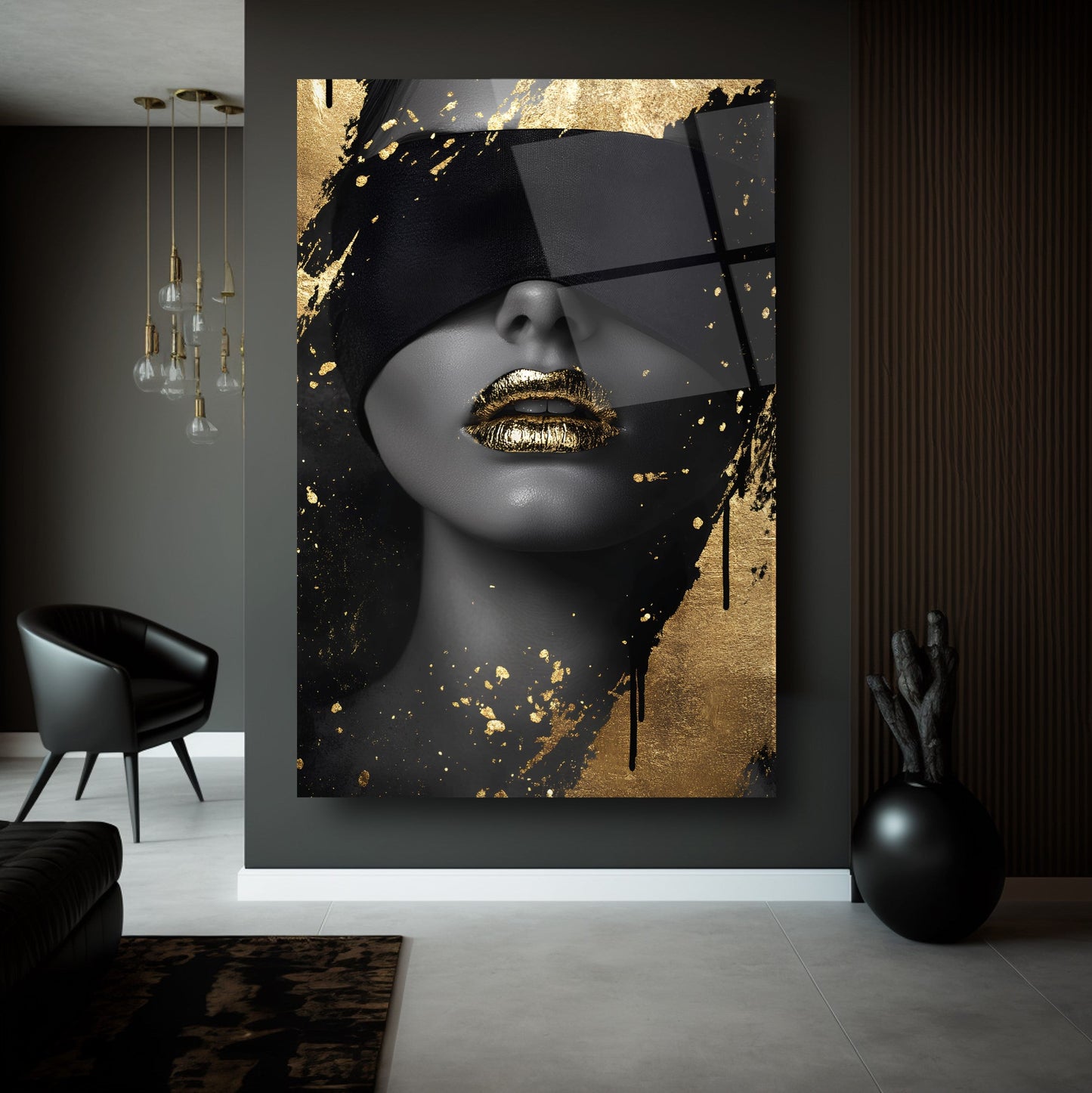 Gold Detay Kadın Model Cam Tablo