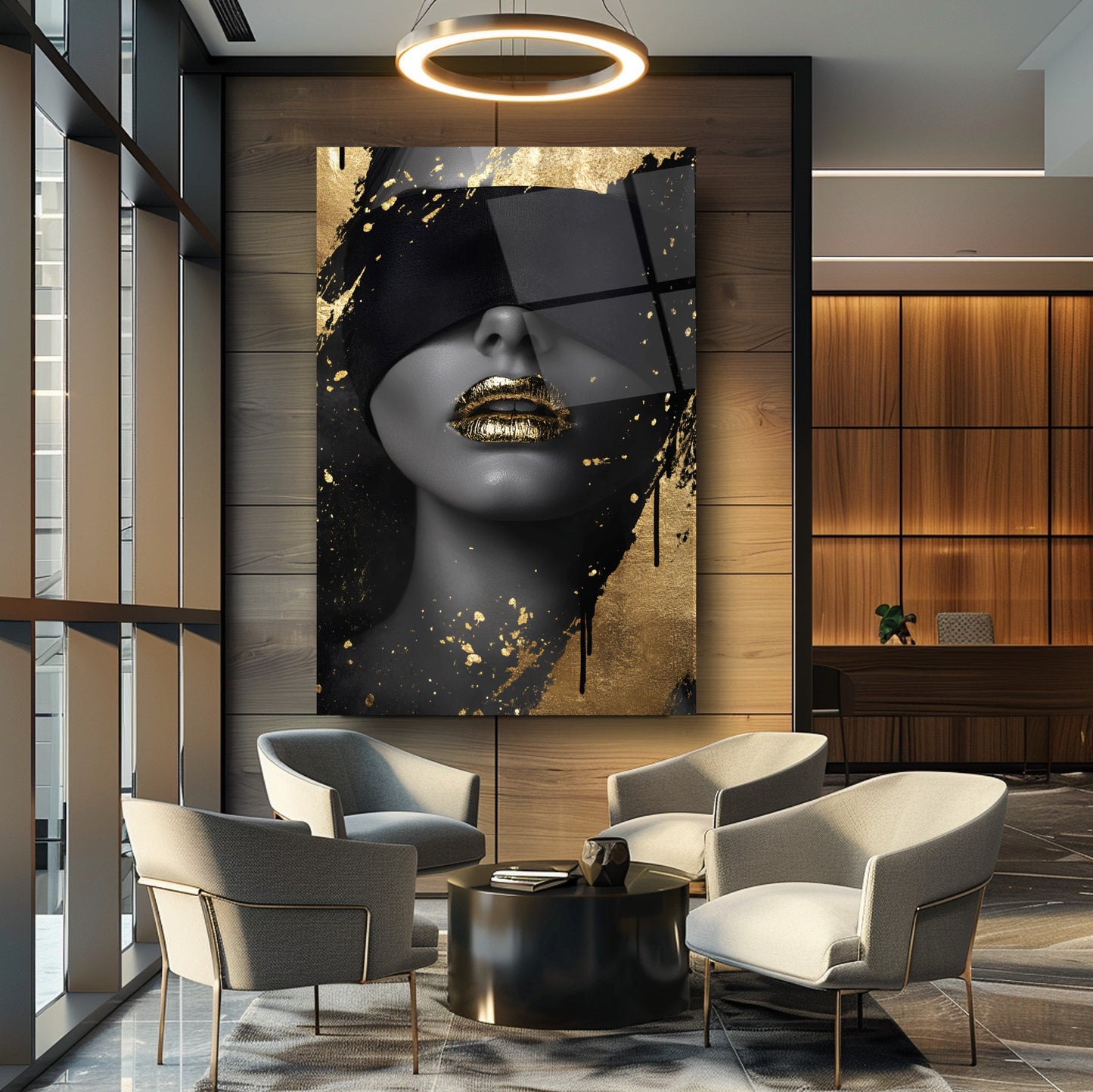 Gold Detay Kadın Model Cam Tablo