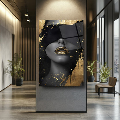 Gold Detay Kadın Model Cam Tablo