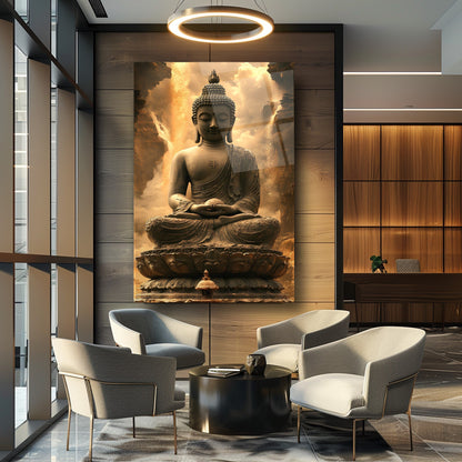 Buda Heykeli Cam Tablo