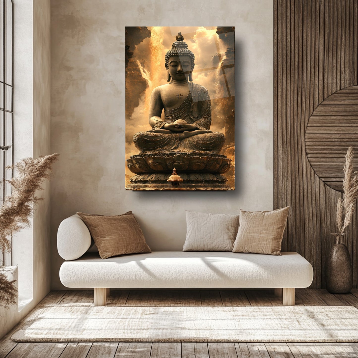 Buda Heykeli Cam Tablo