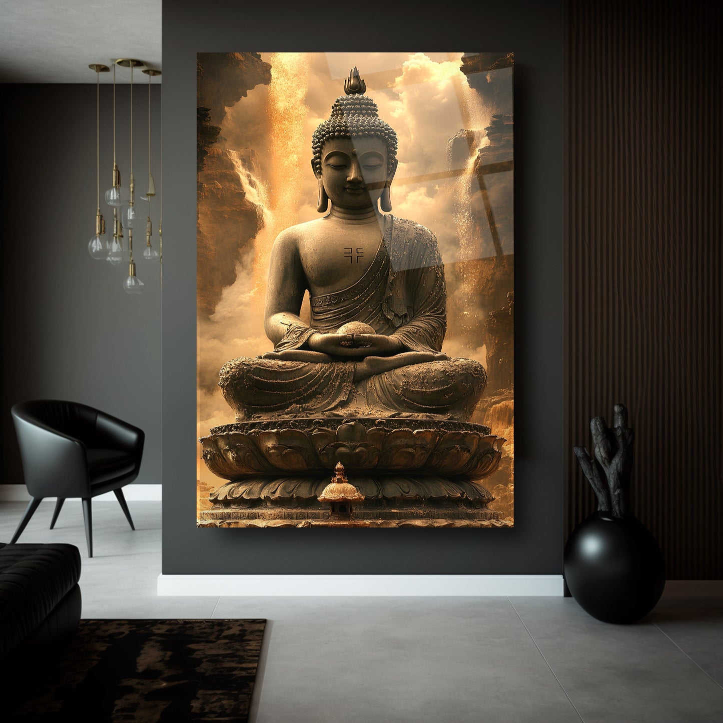 Buda Heykeli Cam Tablo