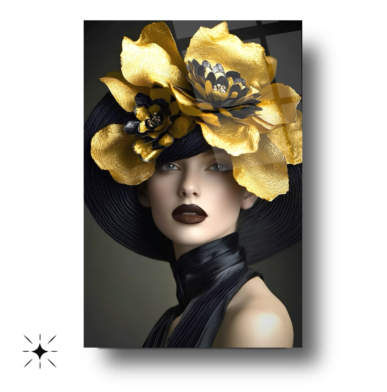 Çiçekli Kadın Cam Tablo