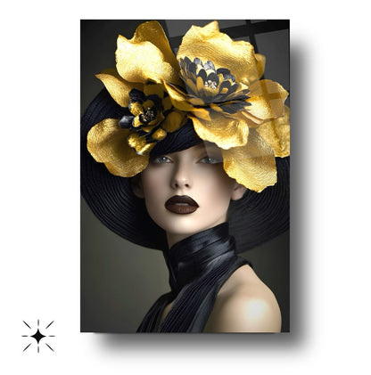 Çiçekli Kadın Cam Tablo