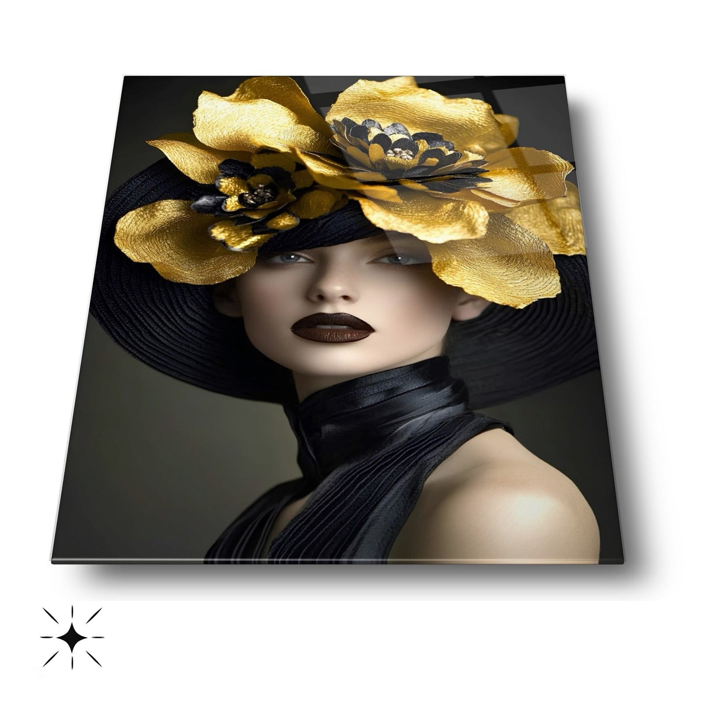 Çiçekli Kadın Cam Tablo