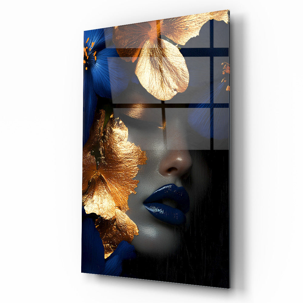 Çiçekli Kadın Cam Tablo