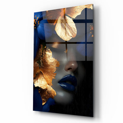 Çiçekli Kadın Cam Tablo