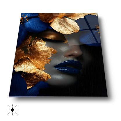 Çiçekli Kadın Cam Tablo