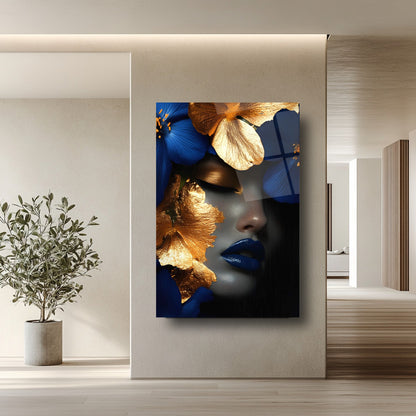 Çiçekli Kadın Cam Tablo