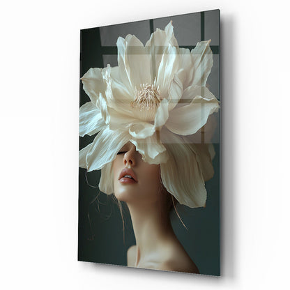 Çiçekli Kadın Cam Tablo