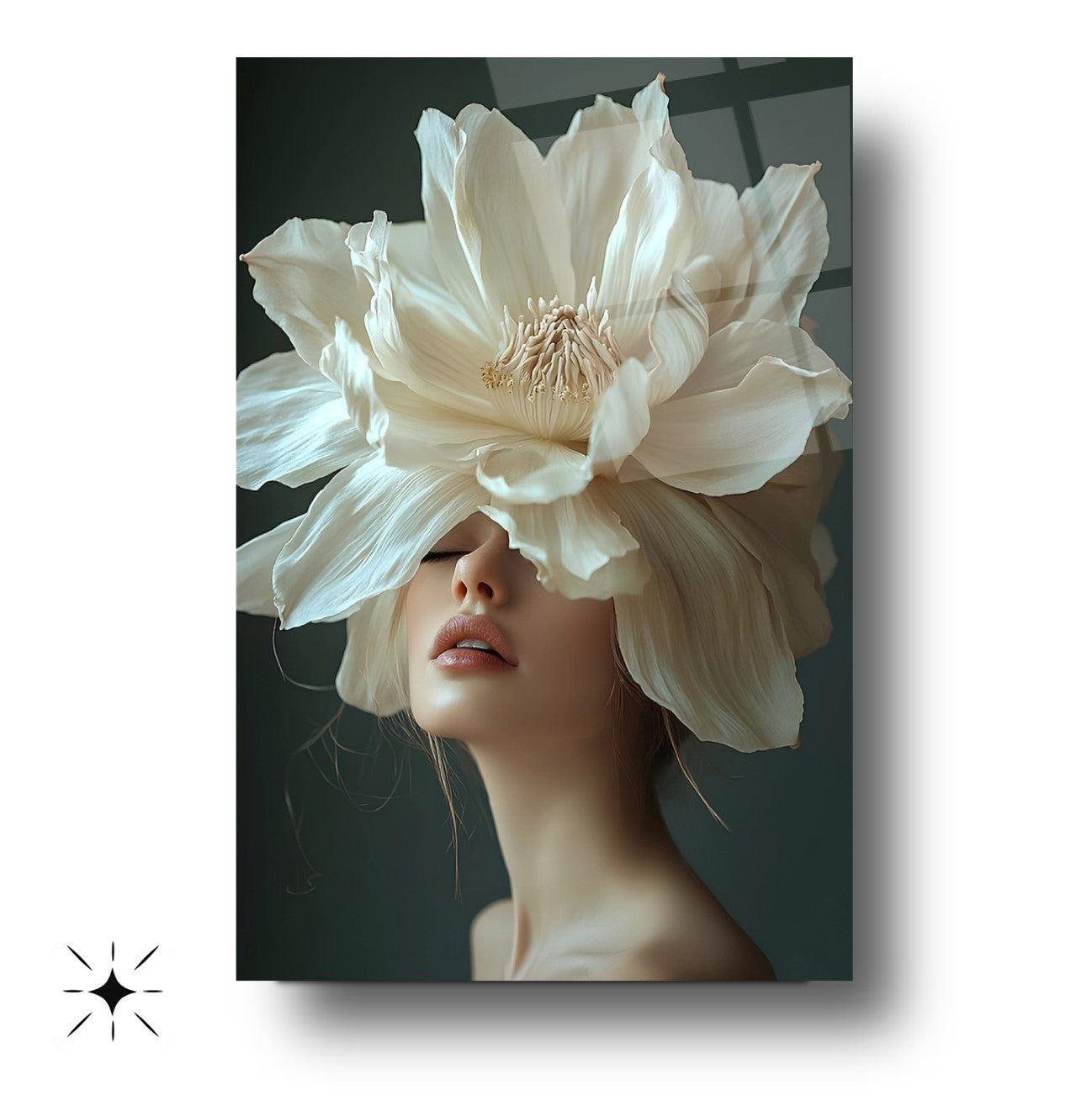 Çiçekli Kadın Cam Tablo