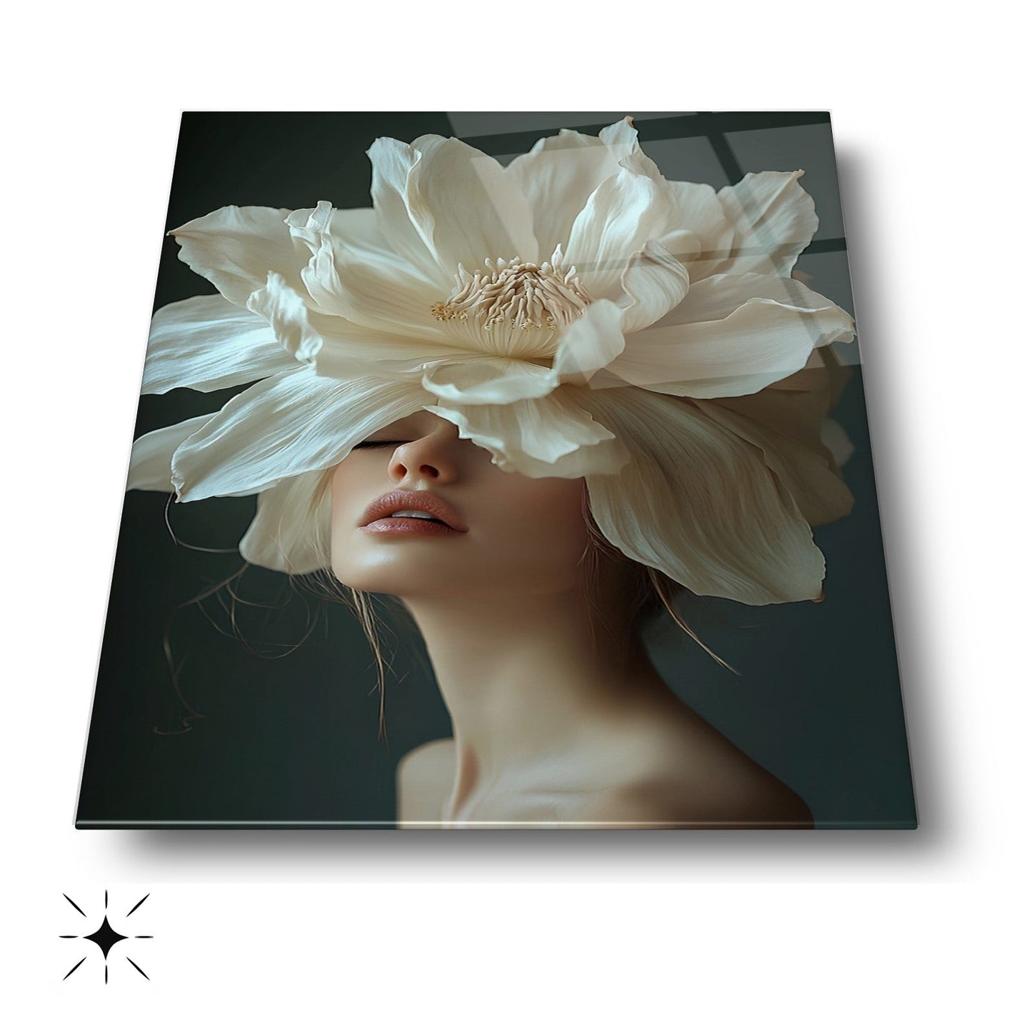 Çiçekli Kadın Cam Tablo