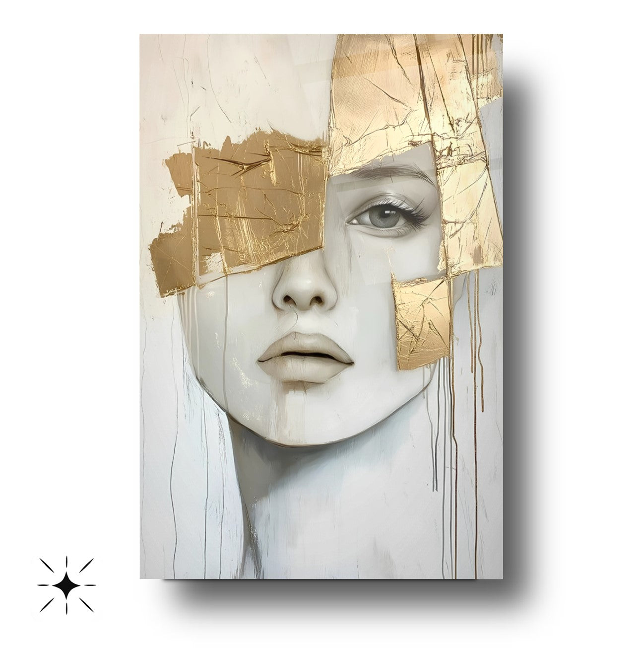 Gold Detaylı Kadın Cam Tablo