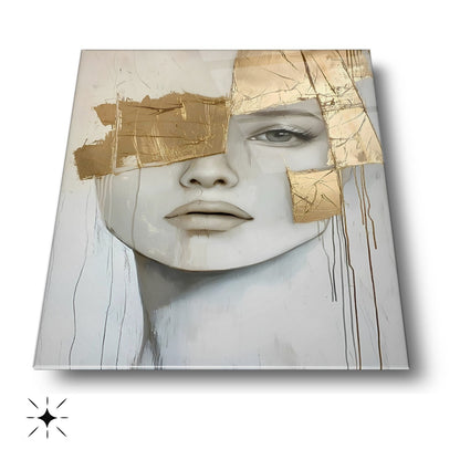 Gold Detaylı Kadın Cam Tablo