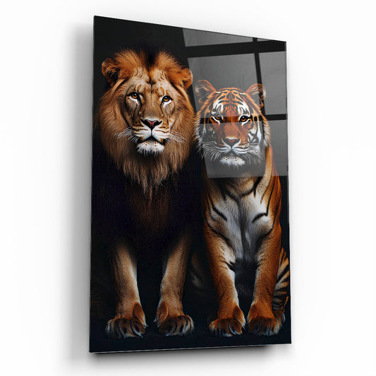 Aslan ve Kaplan Cam Tablo