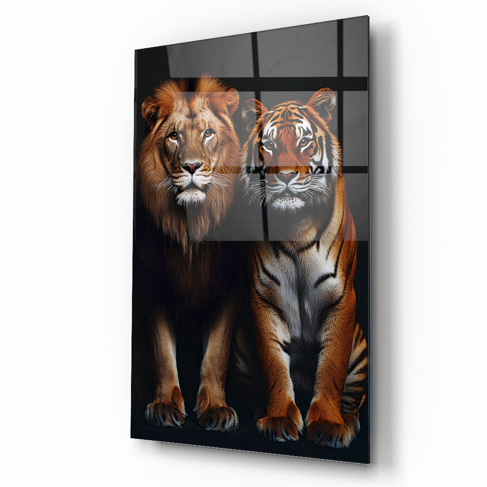 Aslan ve Kaplan Cam Tablo