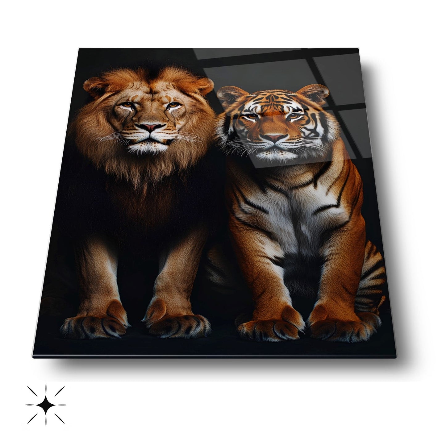 Aslan ve Kaplan Cam Tablo